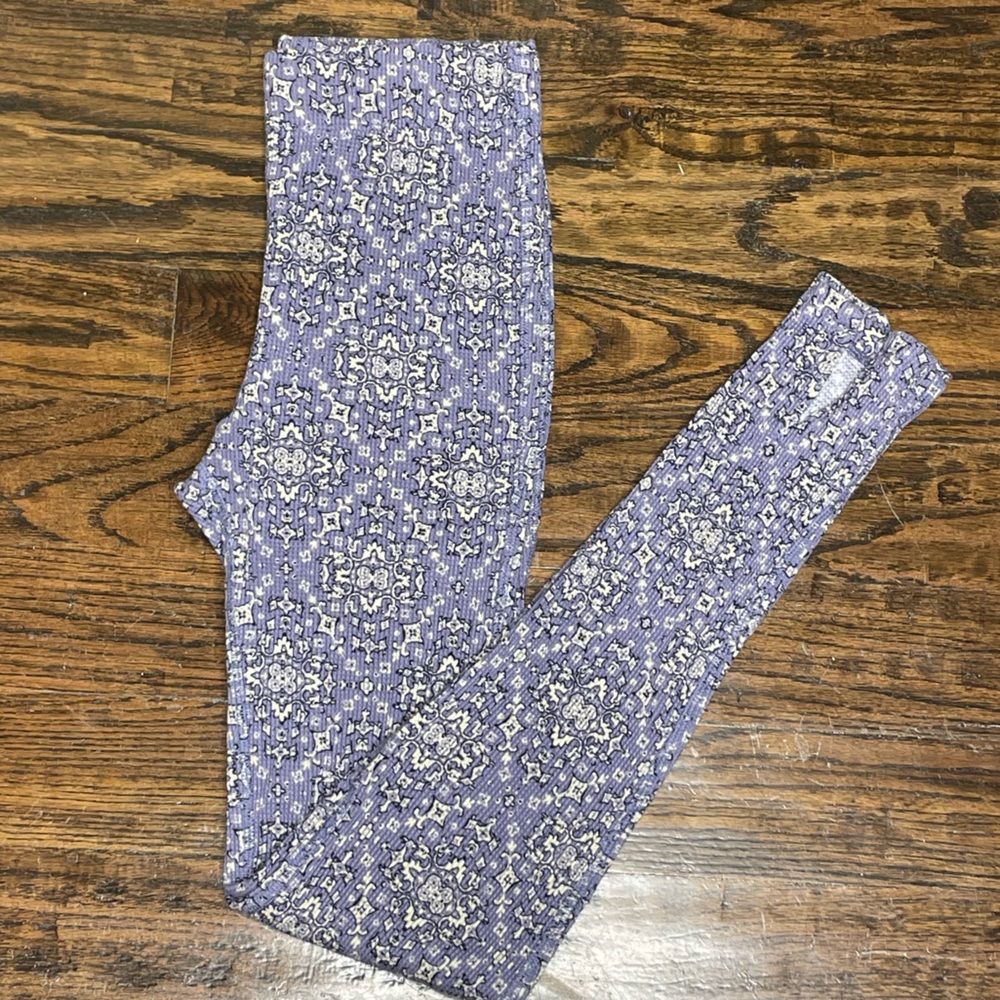 Intimately Free People Leggings Early Night Thermal Ribbed Lavender Combo Small